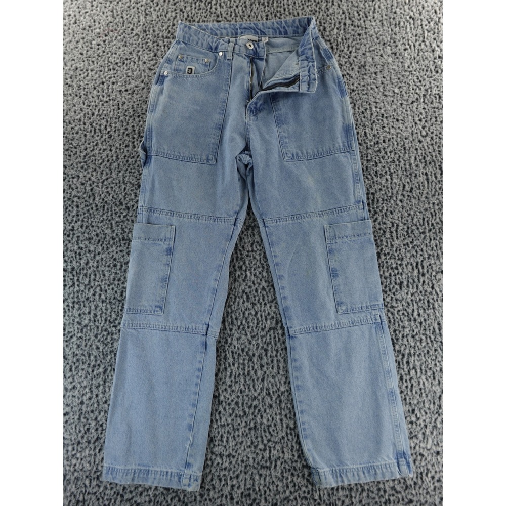 Ragged Denim Cargo Pants Light Wash Relaxed Fit Utility Workwear Men Size 28